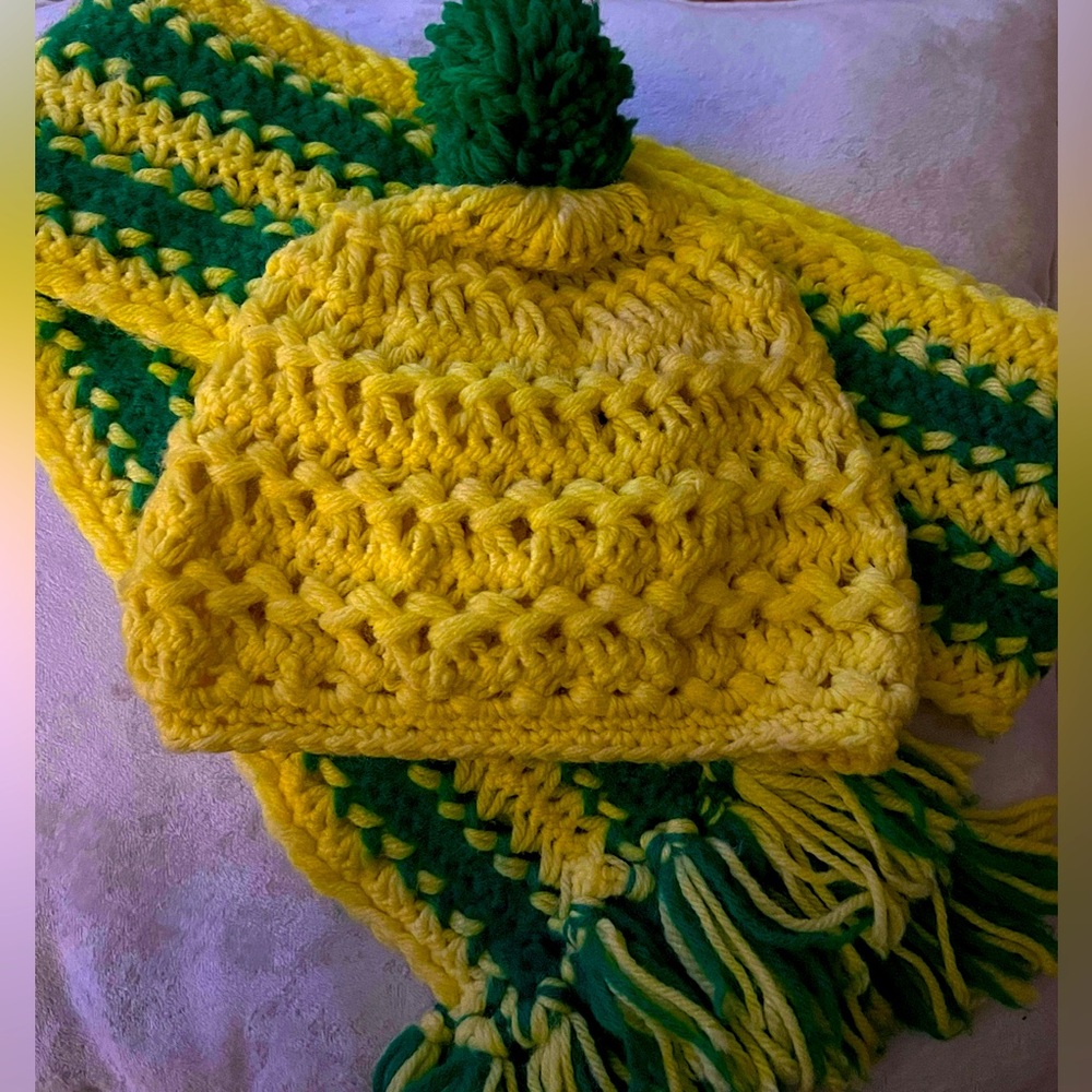 HAND-STITCHED WINTER HAT AND SCARF